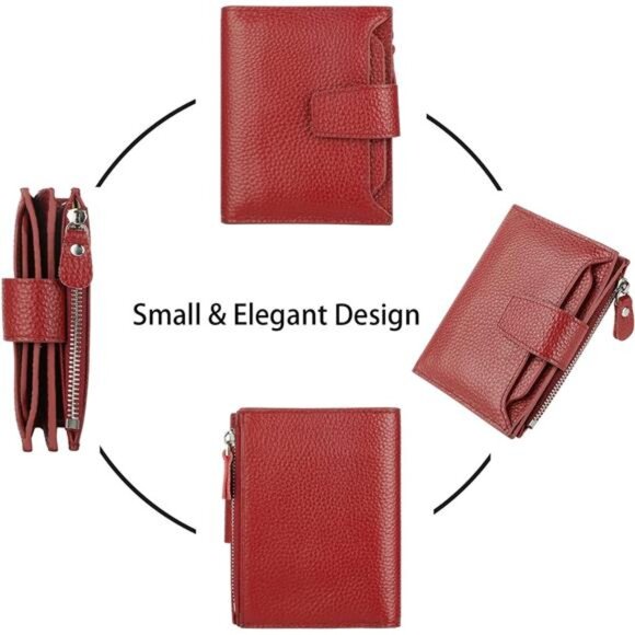 New Small Compact Women Wallet RFID Blocking Genuine Leather Bifold Purse - Picture 3 of 7